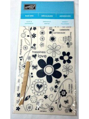 Stampin Up! Simply Sent Adhesive Rub On Decals Stickers - Love Happiness & More